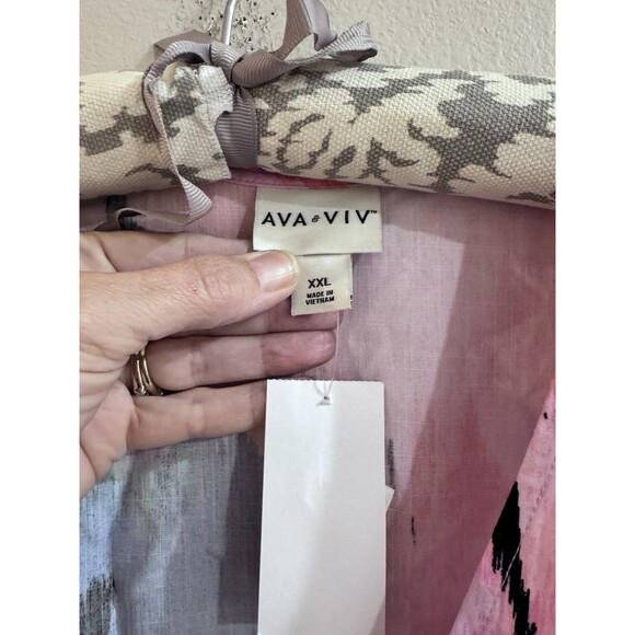 Ava & Viv Floral Flutter Short Sleeve Midi Wrap Dress XXL NEW Pockets - Picture 7 of 11